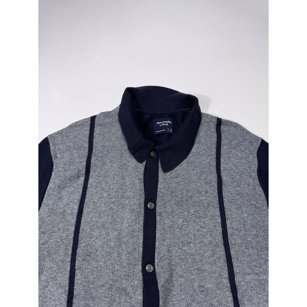 Abercrombie & Fitch Featherweight Silk Blend Knit Button Shirt XL Blue Resort